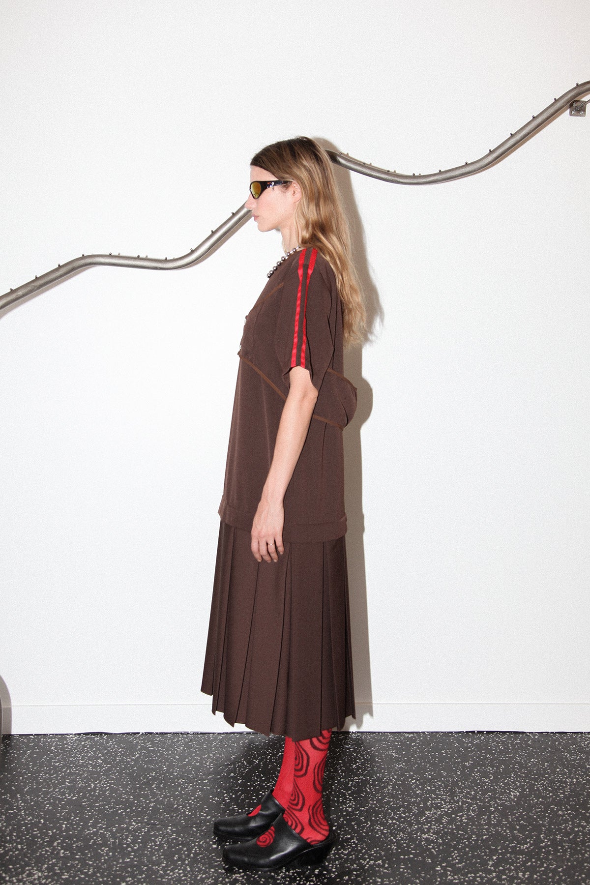 Box Pleat Dress in Mud