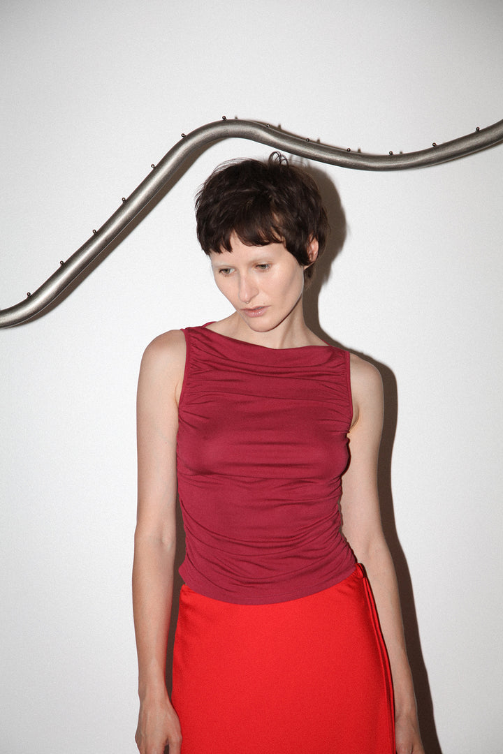 Studio 204 Ruched Tank in Berry