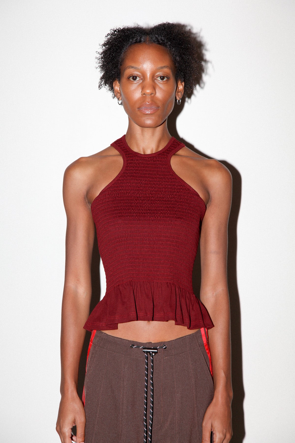 Smocked Tank in Maroon