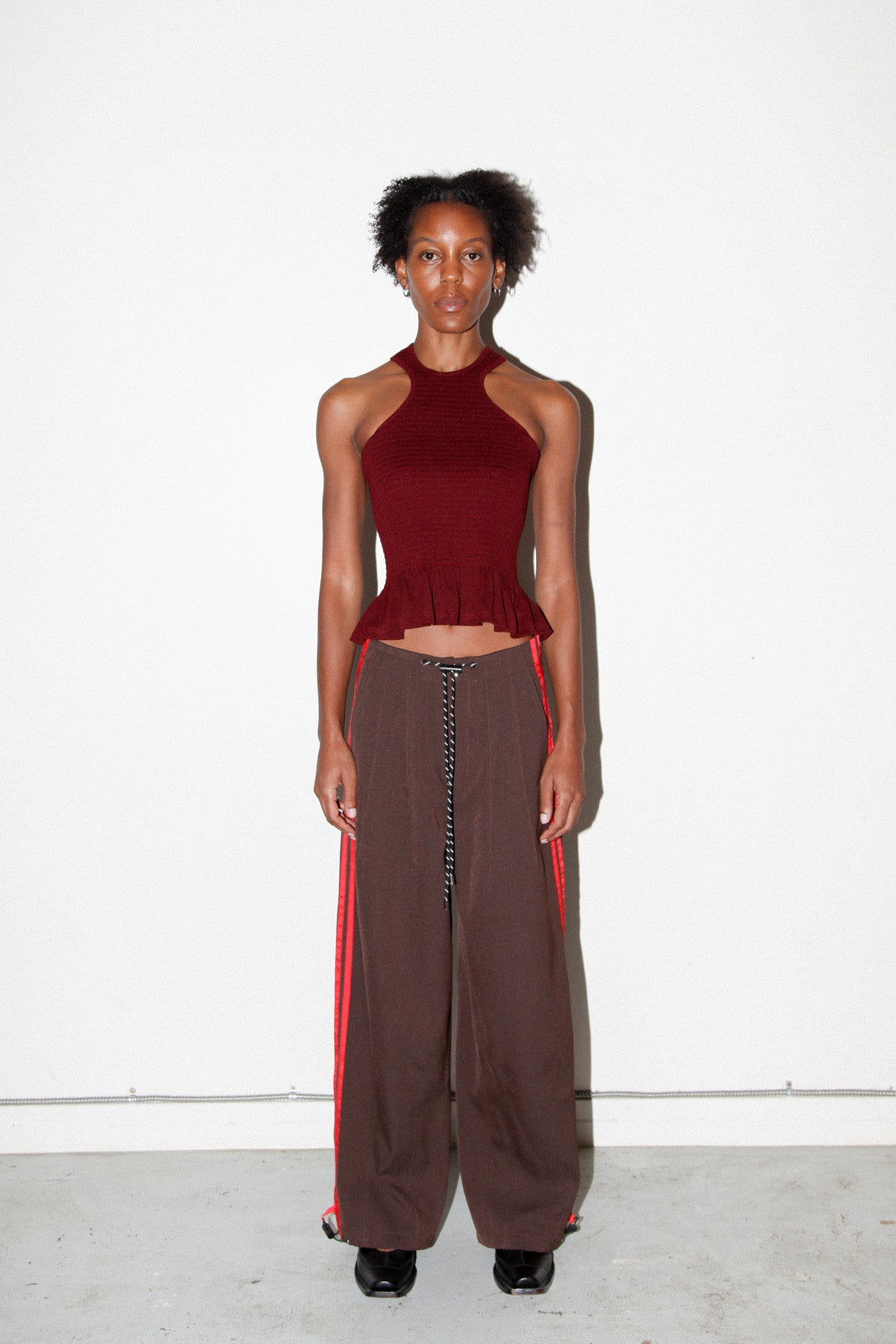 Smocked Tank in Maroon