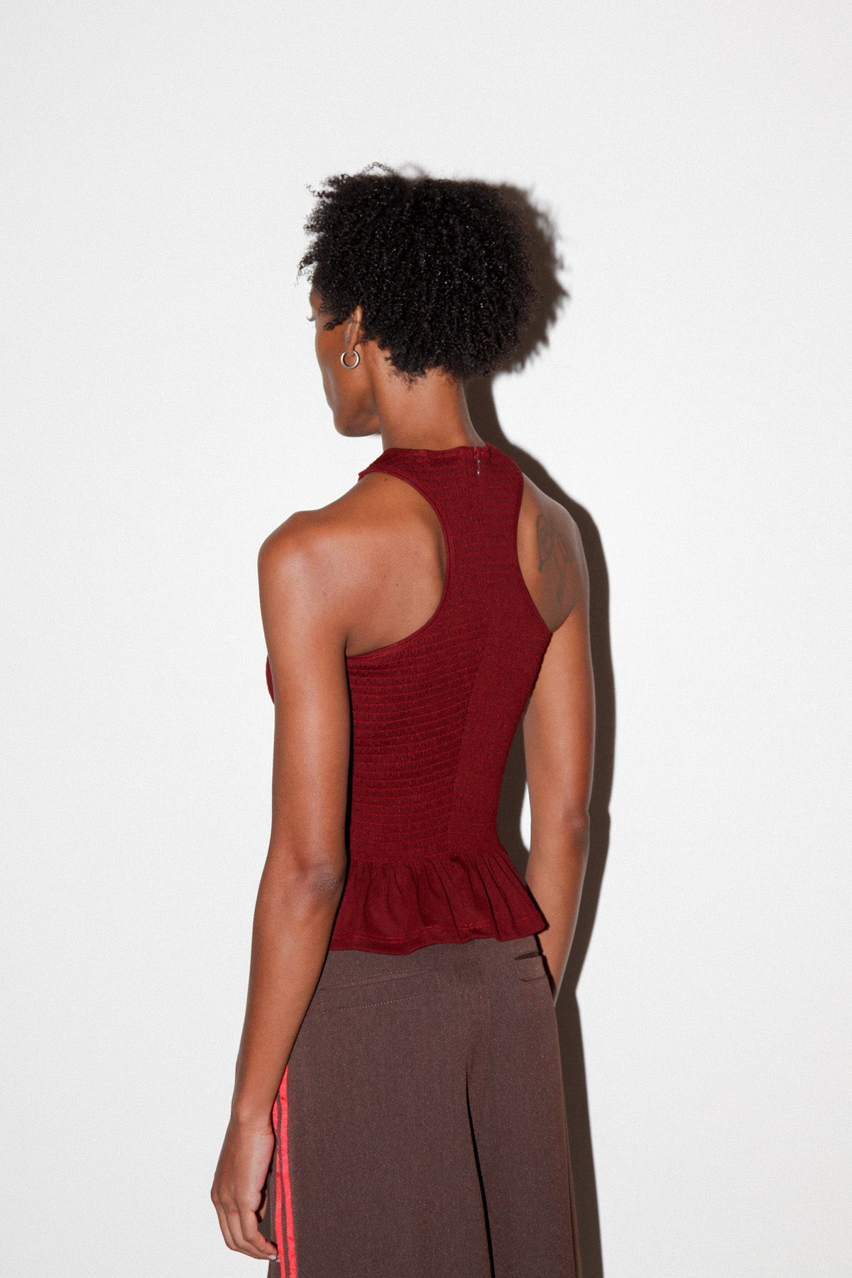 Smocked Tank in Maroon