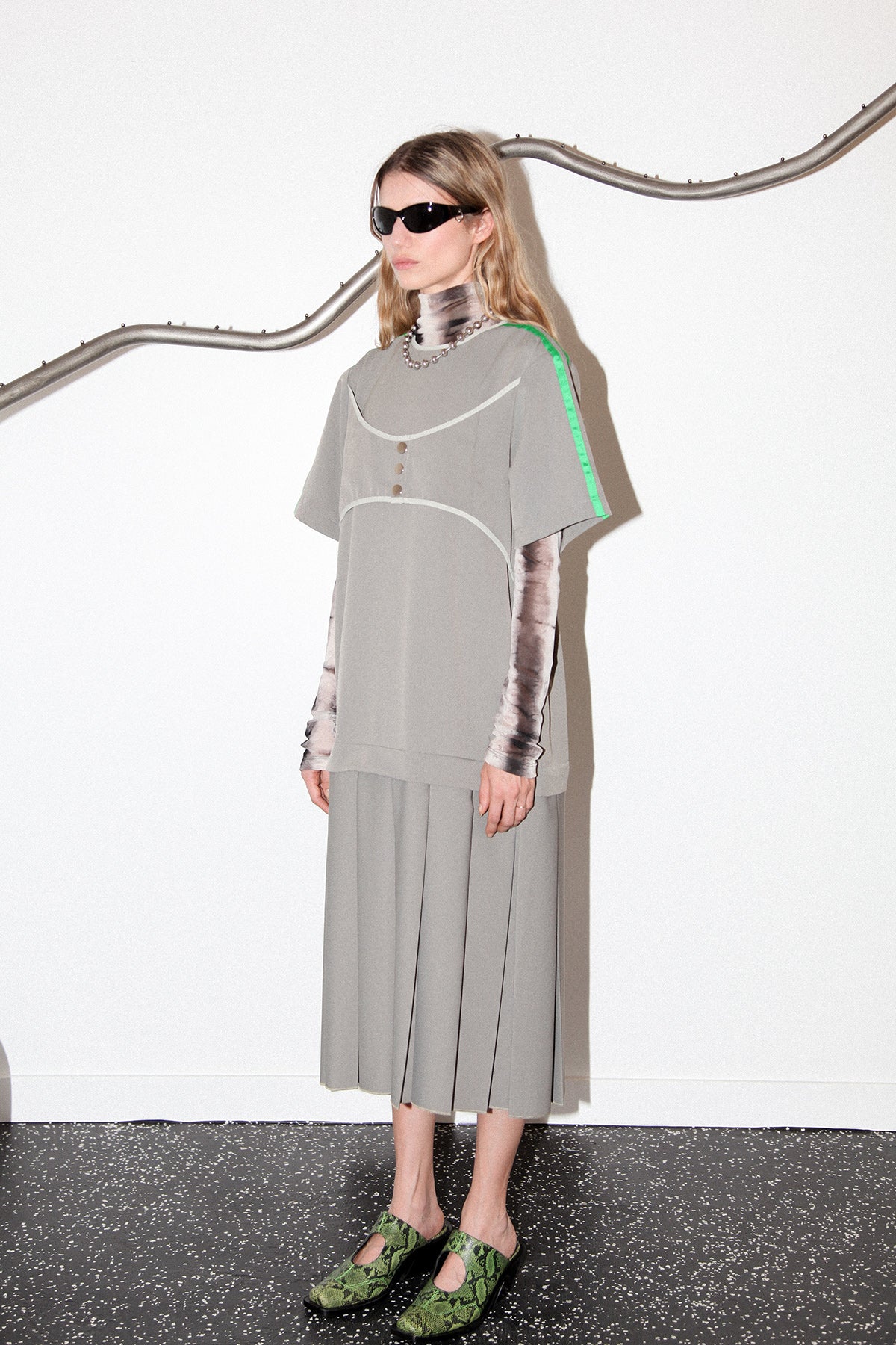 Box Pleat Dress in Ash