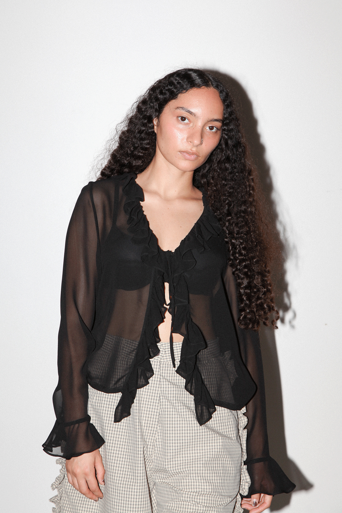 Coil Silk Top in Onyx