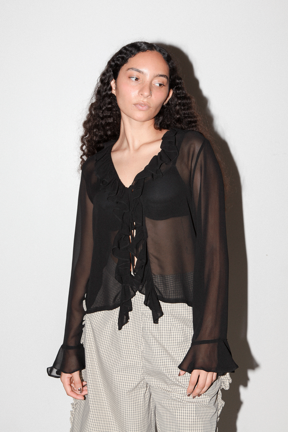 Coil Silk Top in Onyx