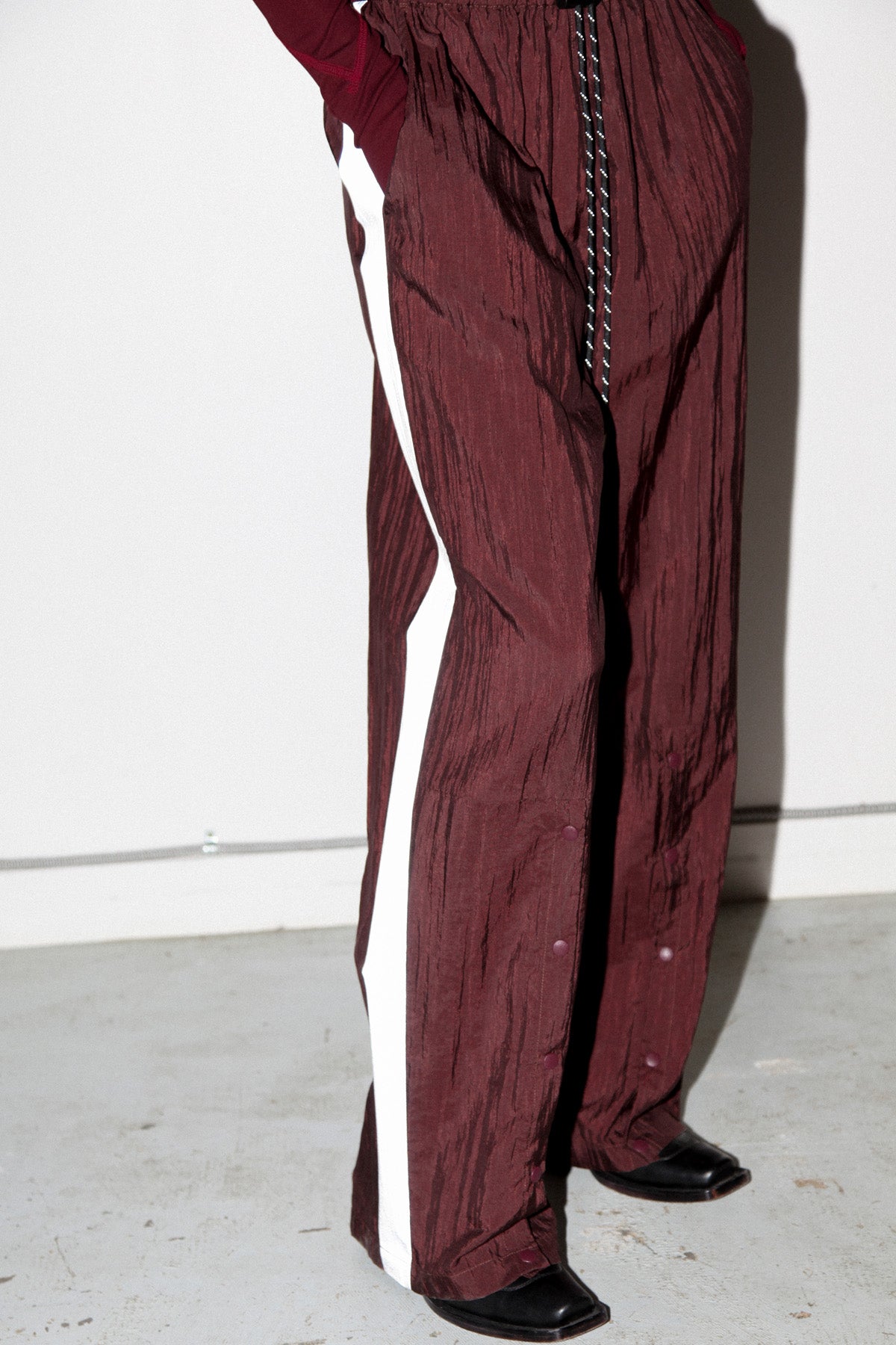 Silk Nylon Split Track Pant in Auburn