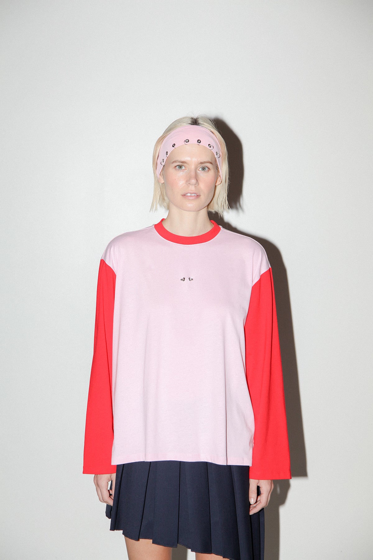 Contrast Box Tee in Pink & Red