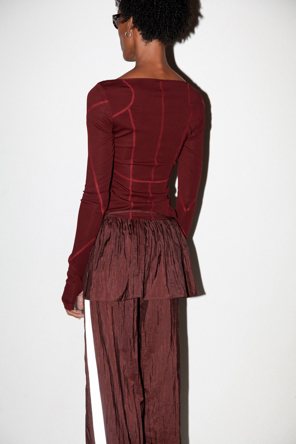 Silk Nylon Peplum Apron in Auburn