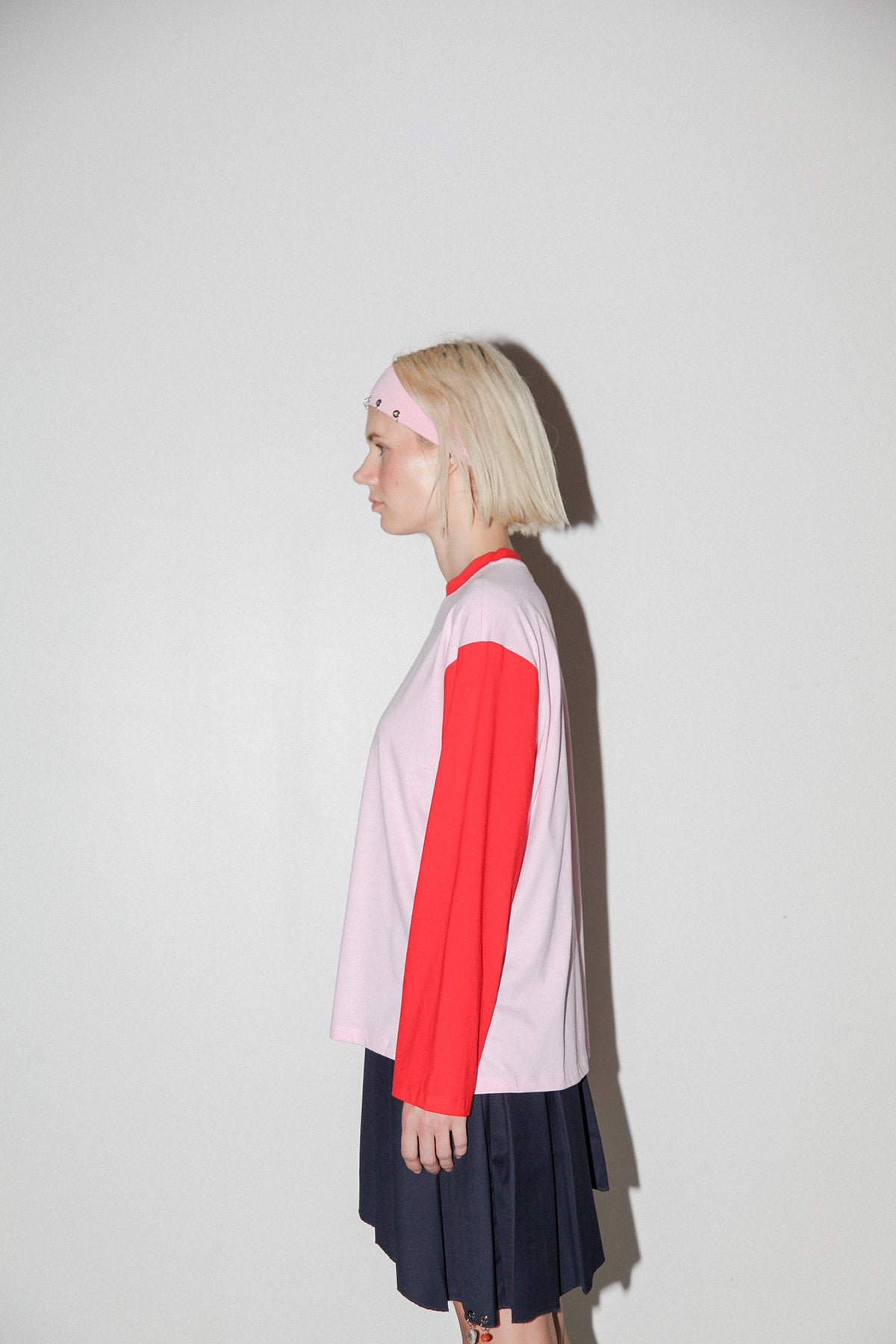 Contrast Box Tee in Pink & Red