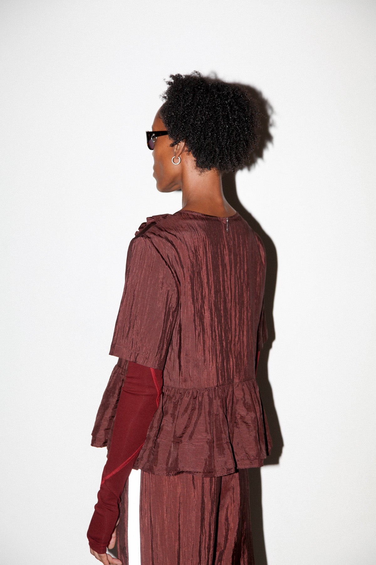 Silk Nylon Cascade Top in Auburn