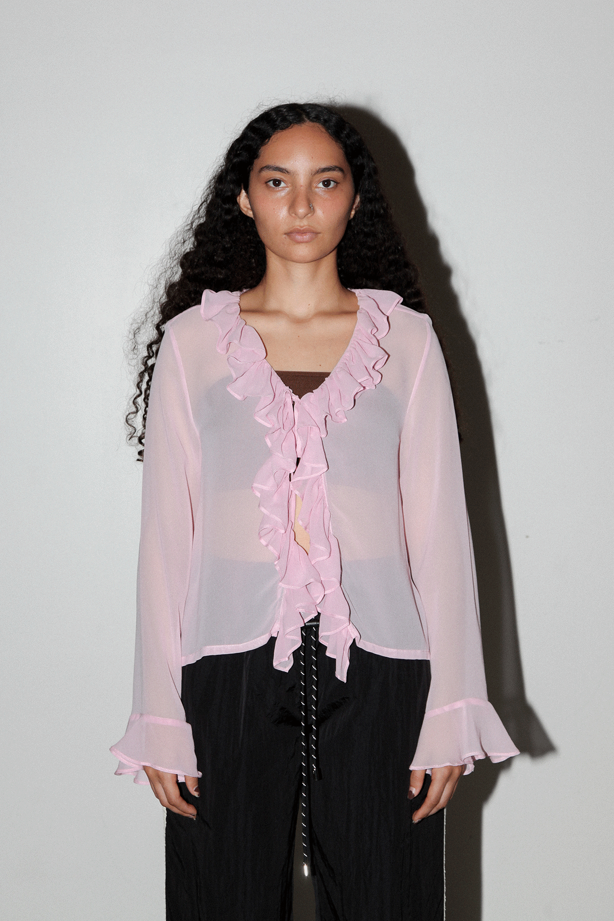 Coil Silk Top in Blush