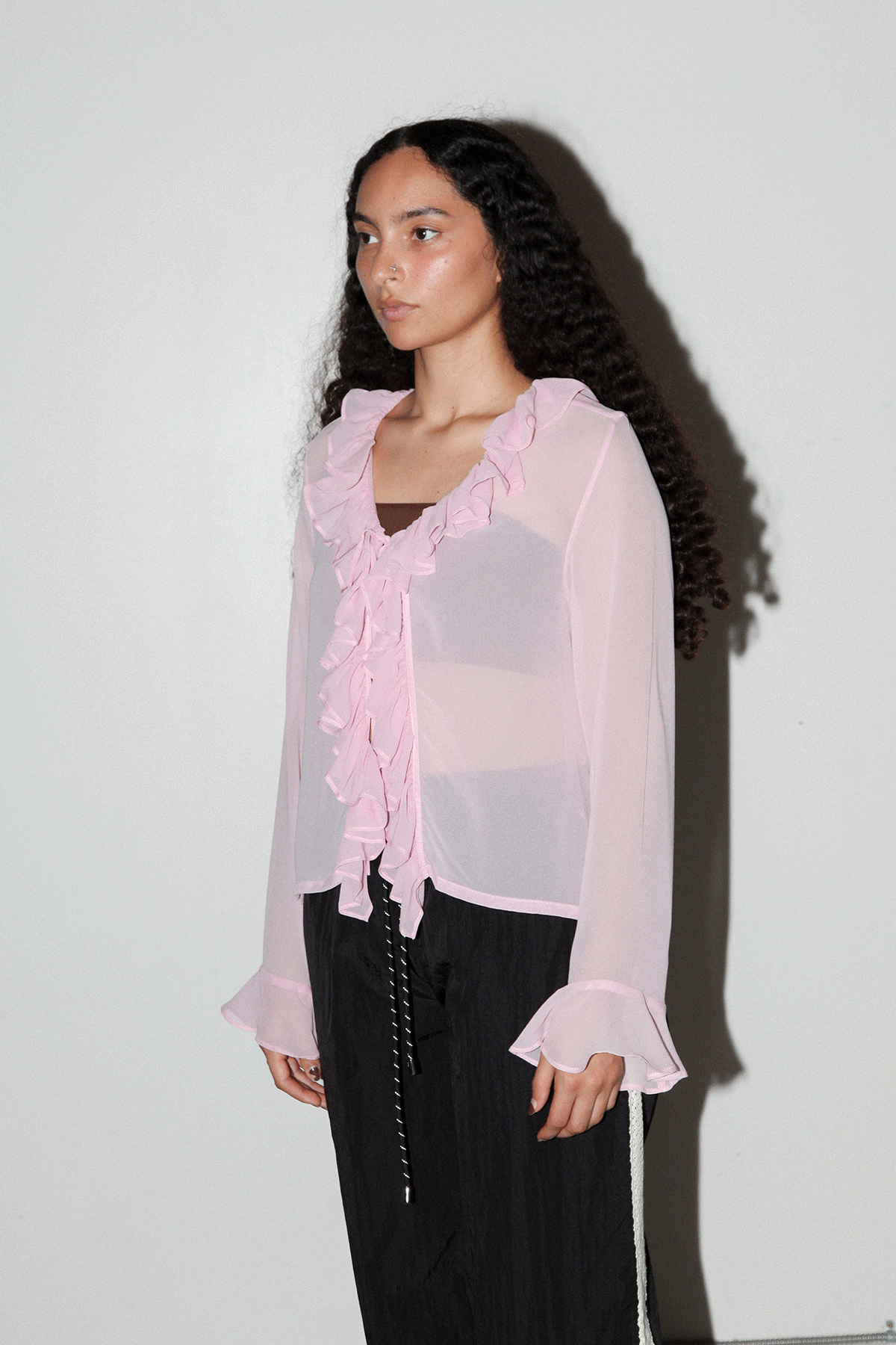 Coil Silk Top in Blush