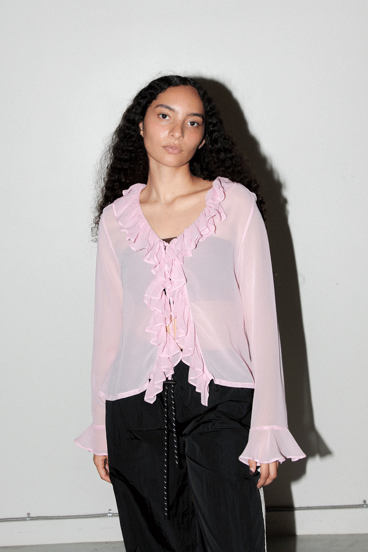 Coil Silk Top in Blush