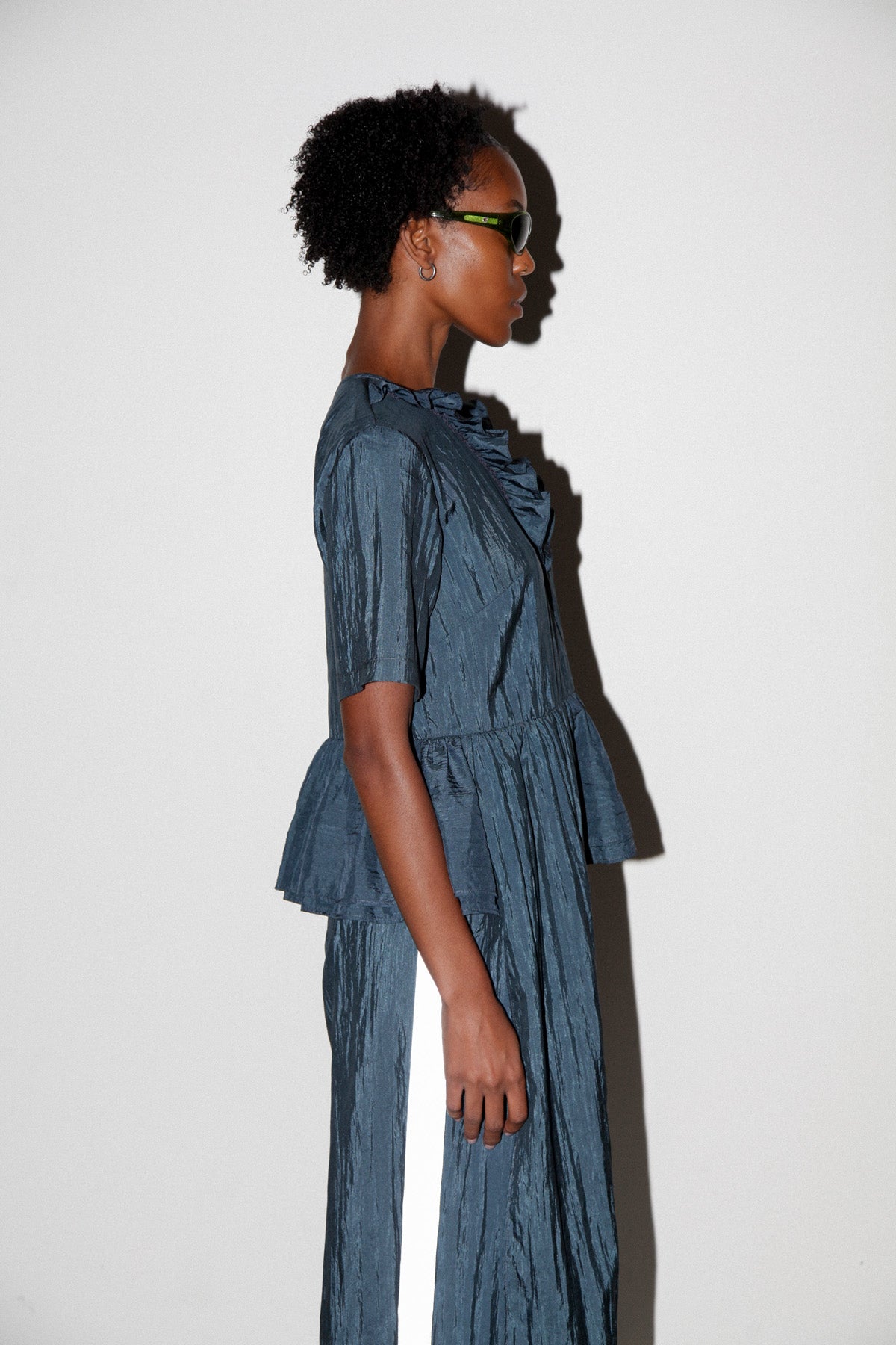 Silk Nylon Cascade Top in Raindrop