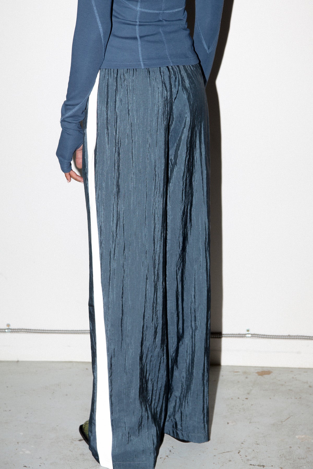 Silk Nylon Split Track Pant in Raindrop