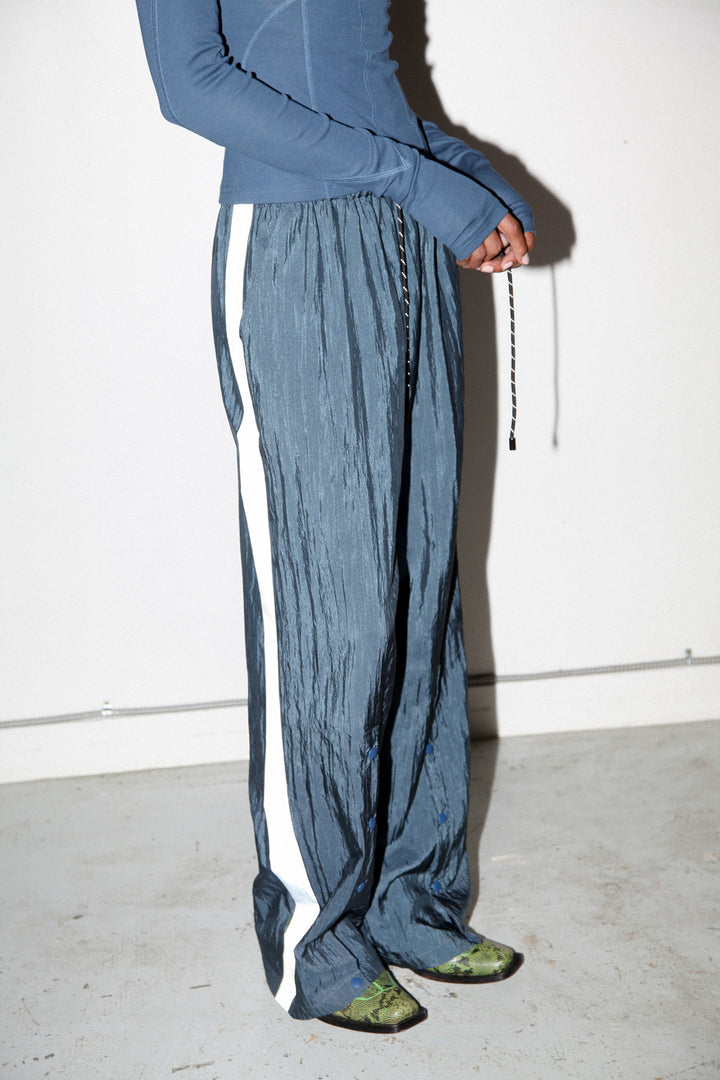 Silk Nylon Split Track Pant in Raindrop