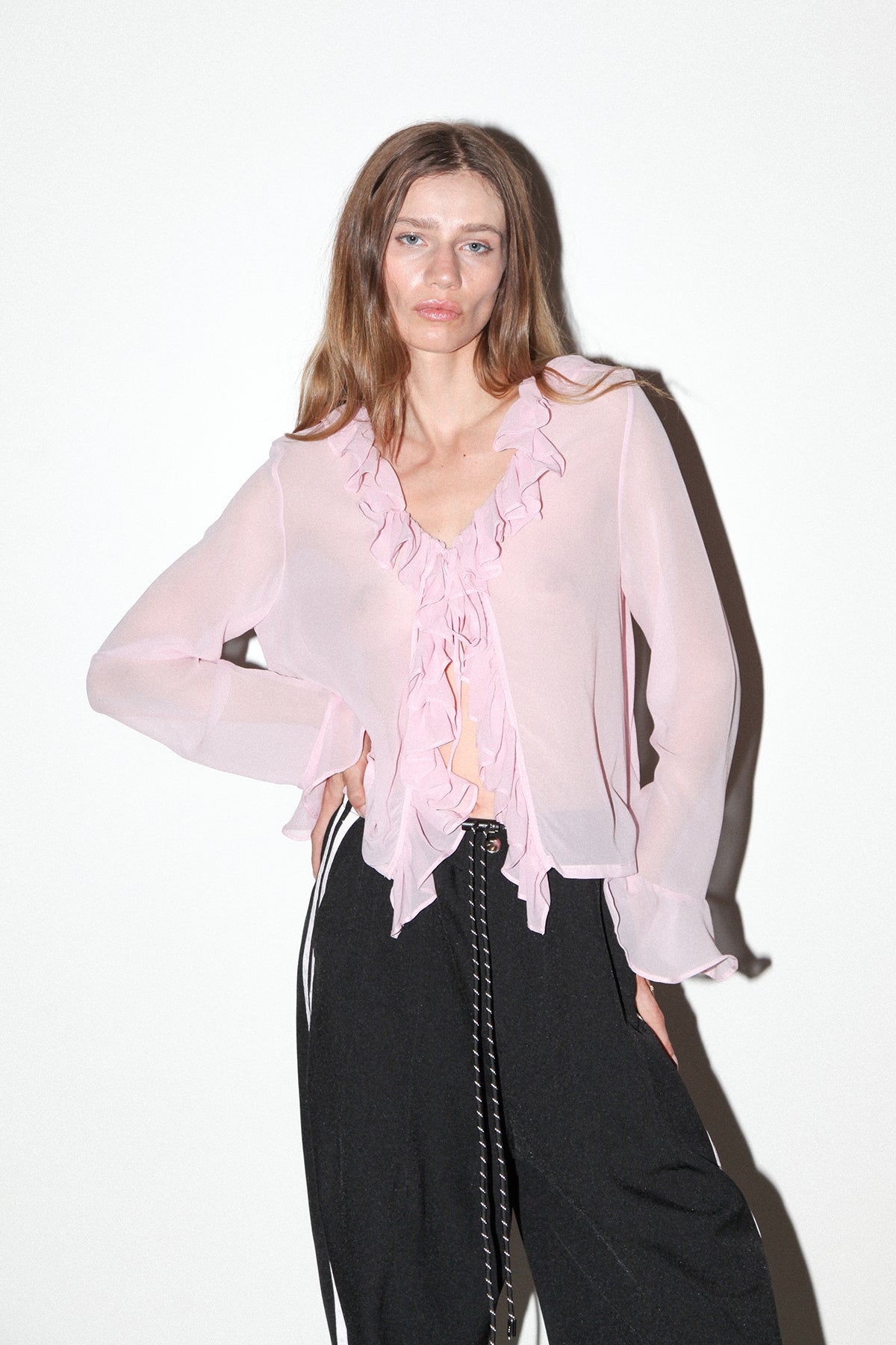 Coil Silk Top in Blush