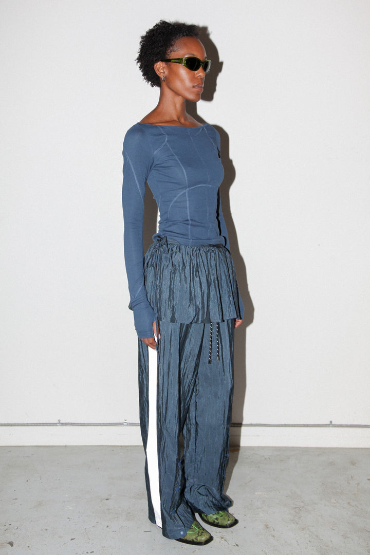 Silk Nylon Peplum Apron in  Raindrop