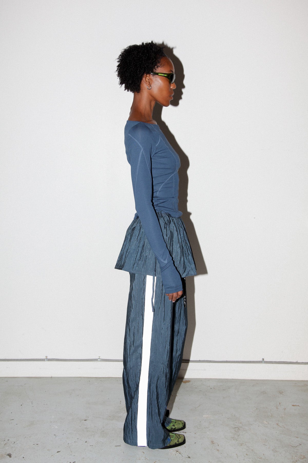 Silk Nylon Peplum Apron in  Raindrop