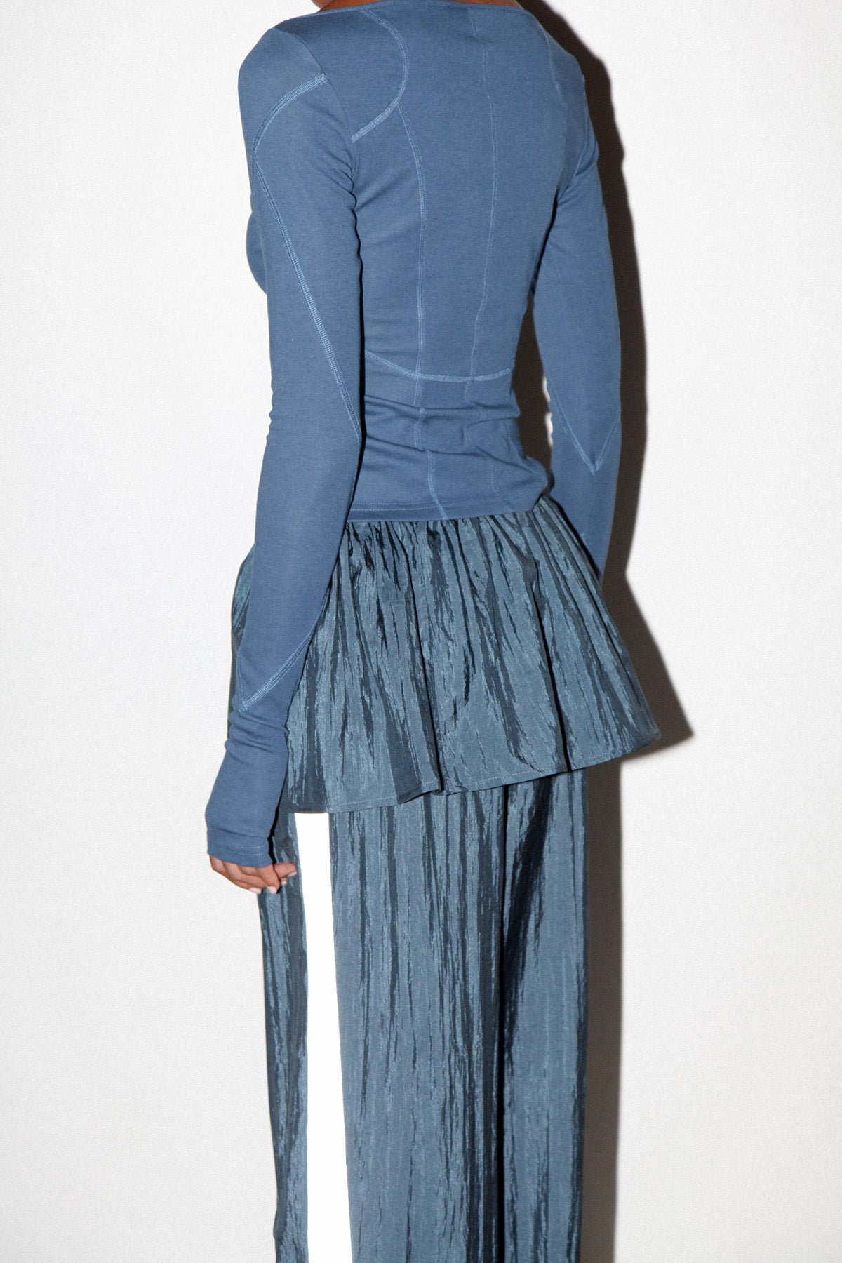 Silk Nylon Peplum Apron in  Raindrop