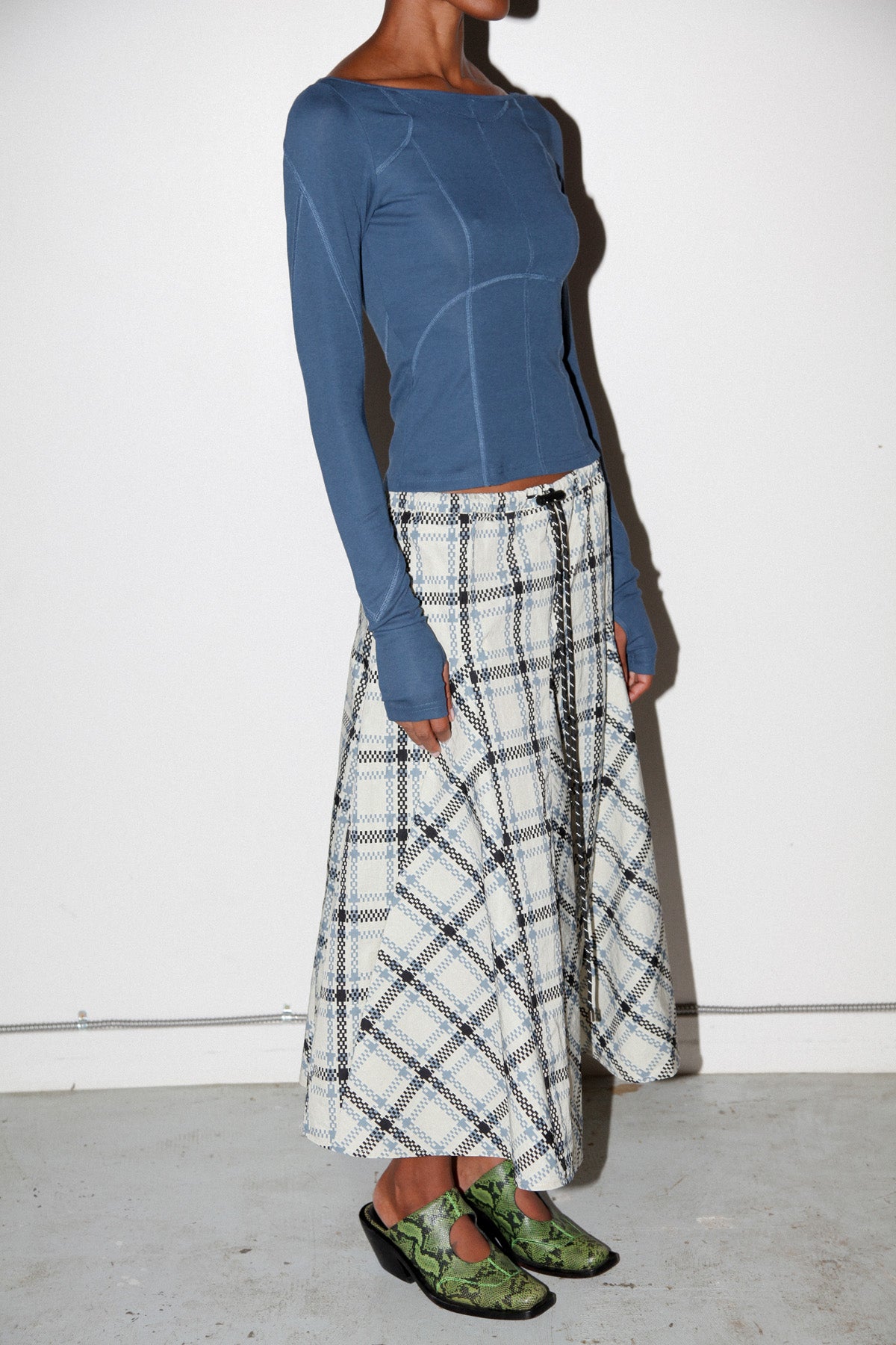 Plaid Peak Skirt in Ecru Plaid
