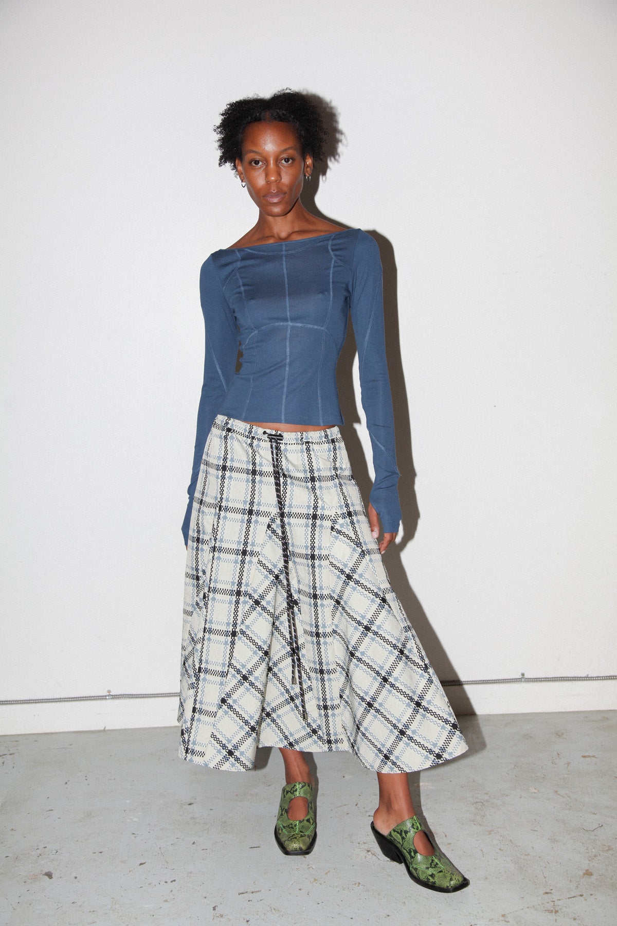 Plaid Peak Skirt in Ecru Plaid