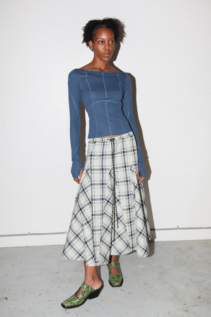 Plaid Peak Skirt in Ecru Plaid
