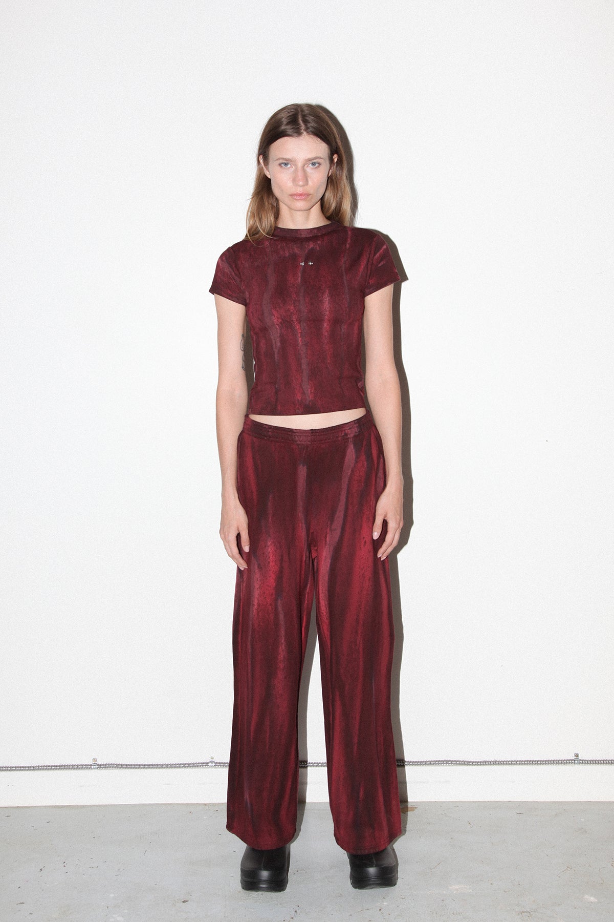 Mineral Dye Baby Tee in Wine