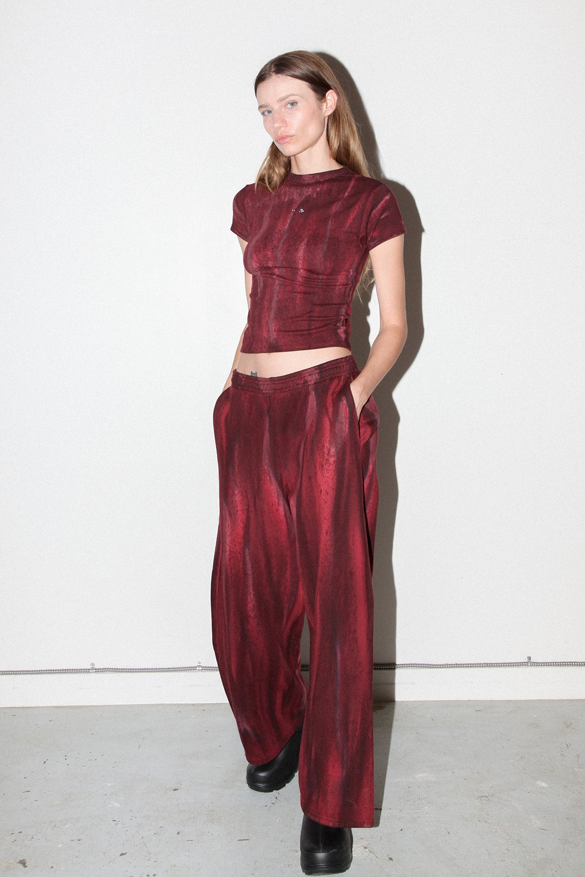 Mineral Dye Baby Tee in Wine