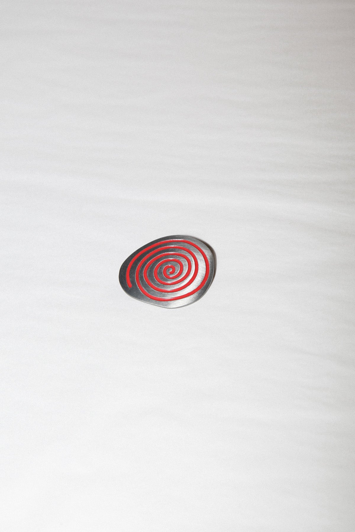 Spiral Rock Brooch in Silver / Red