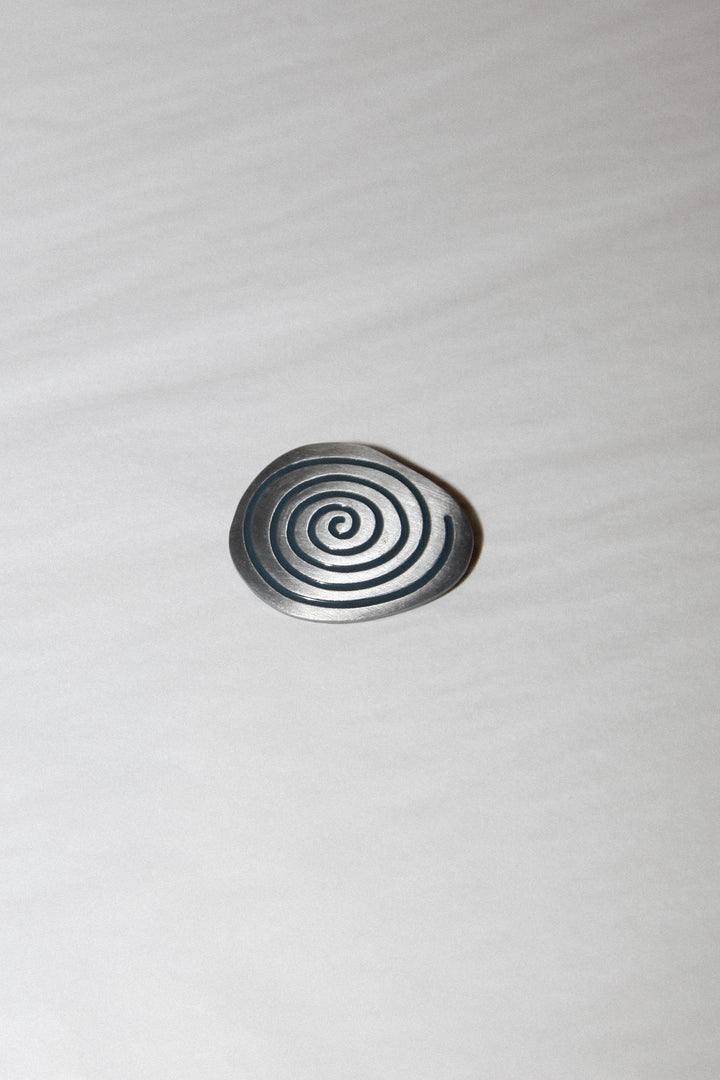 Spiral Rock Brooch in Silver / Blue