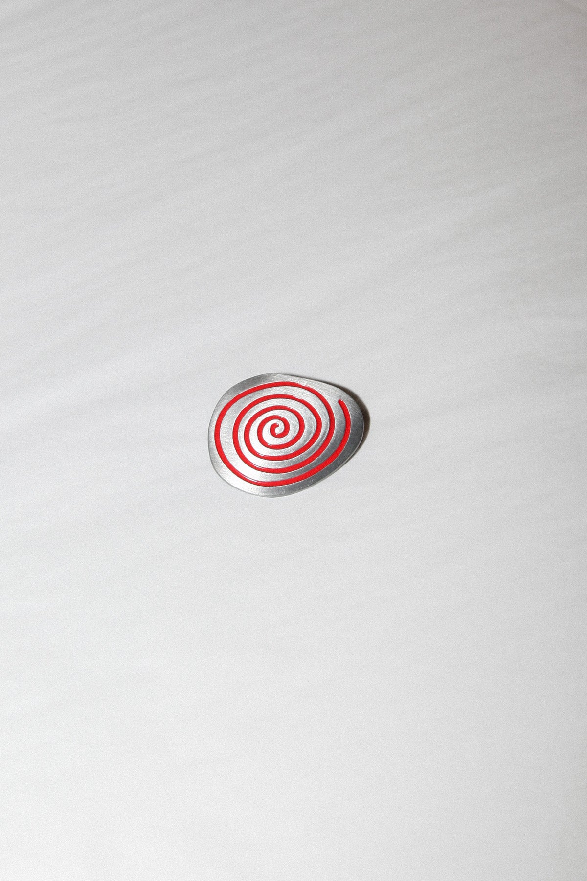Spiral Rock Brooch in Silver / Red