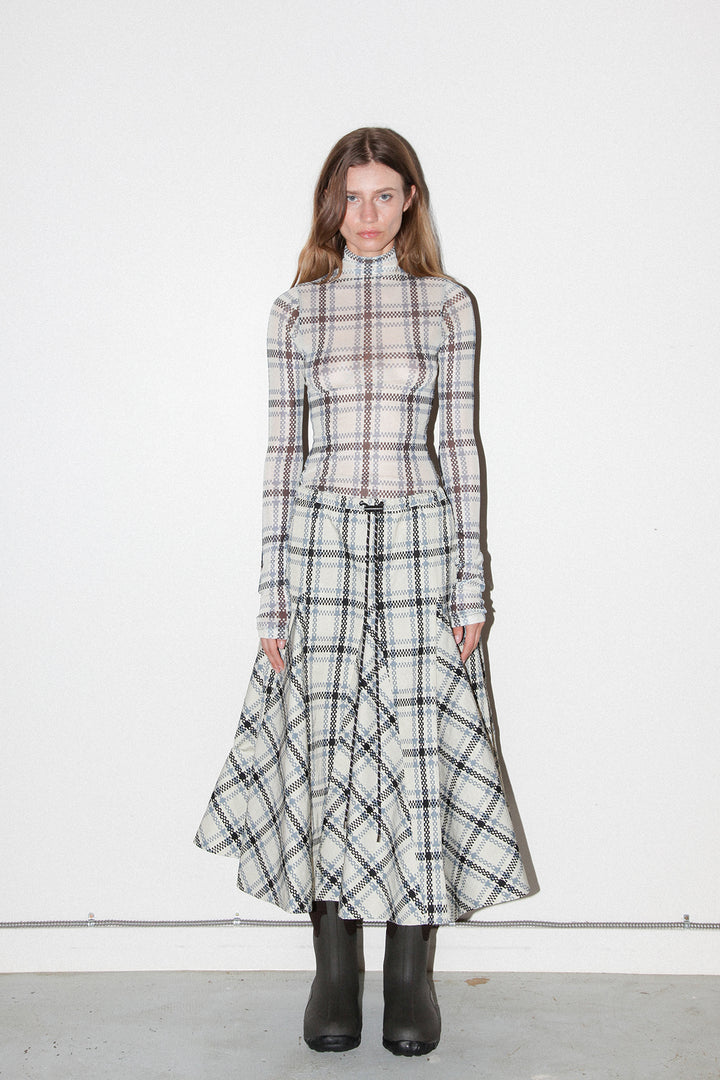 Plaid Peak Skirt in Ecru Plaid