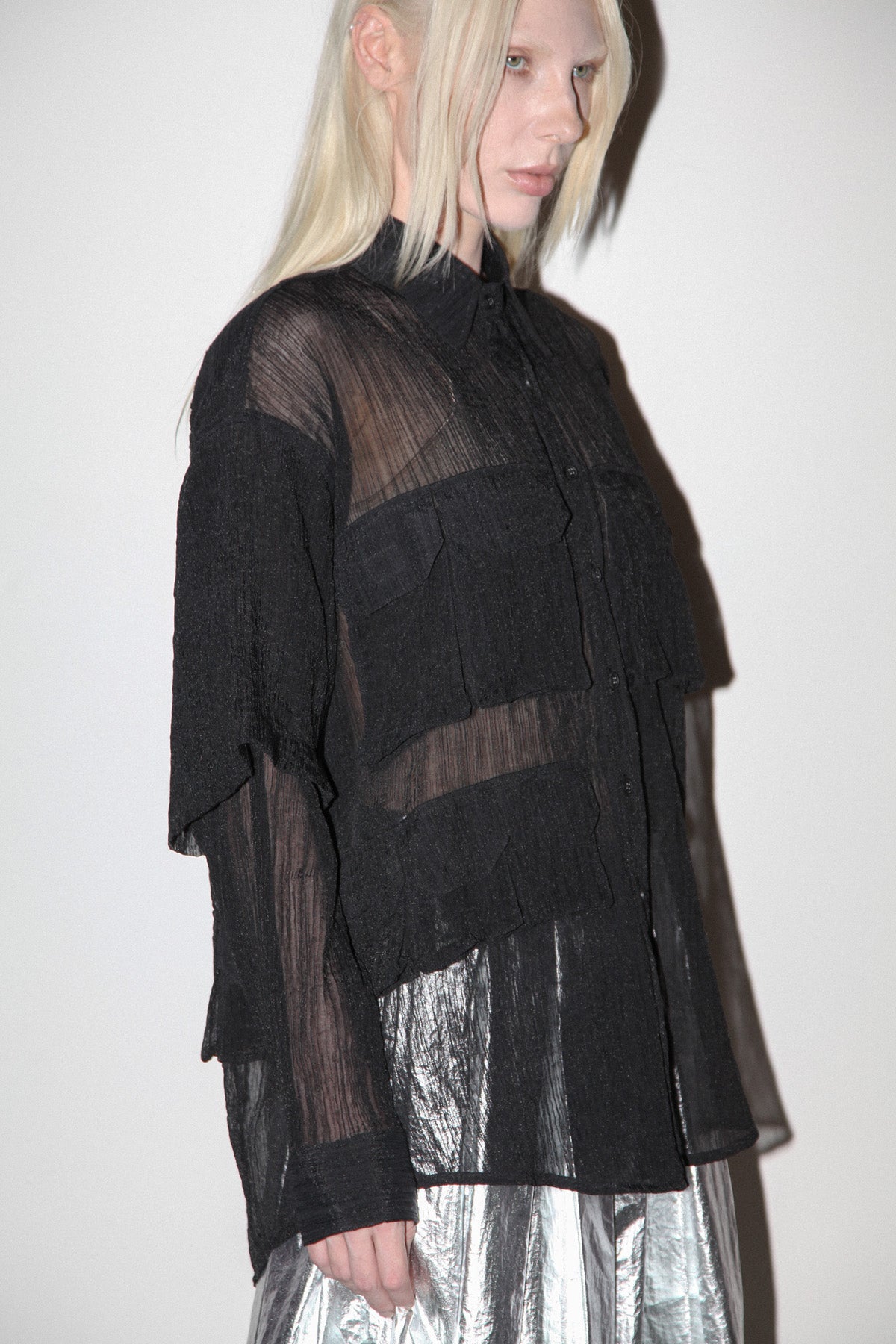 Crinkled Sprint Button Up in Onyx