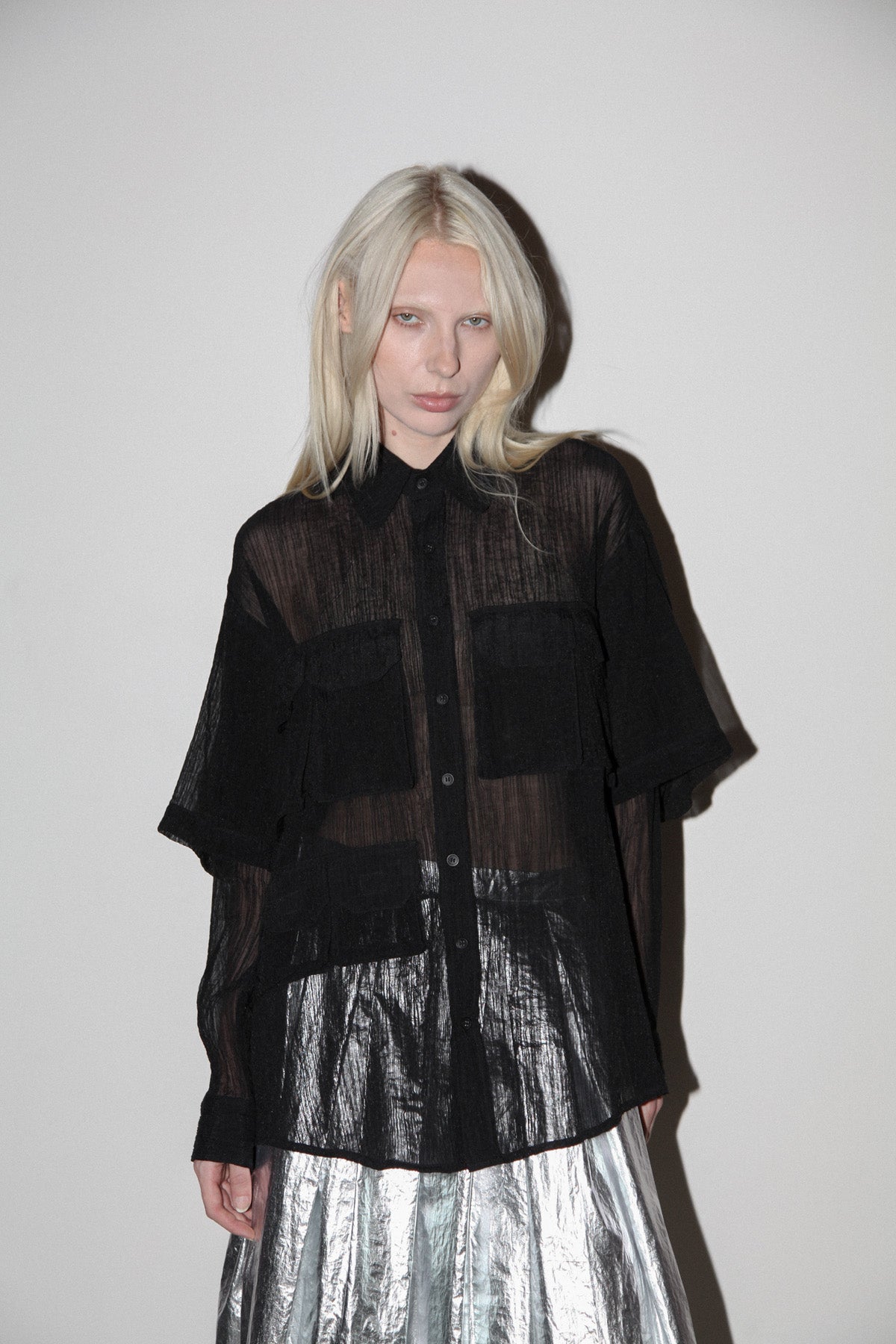 Crinkled Sprint Button Up in Onyx