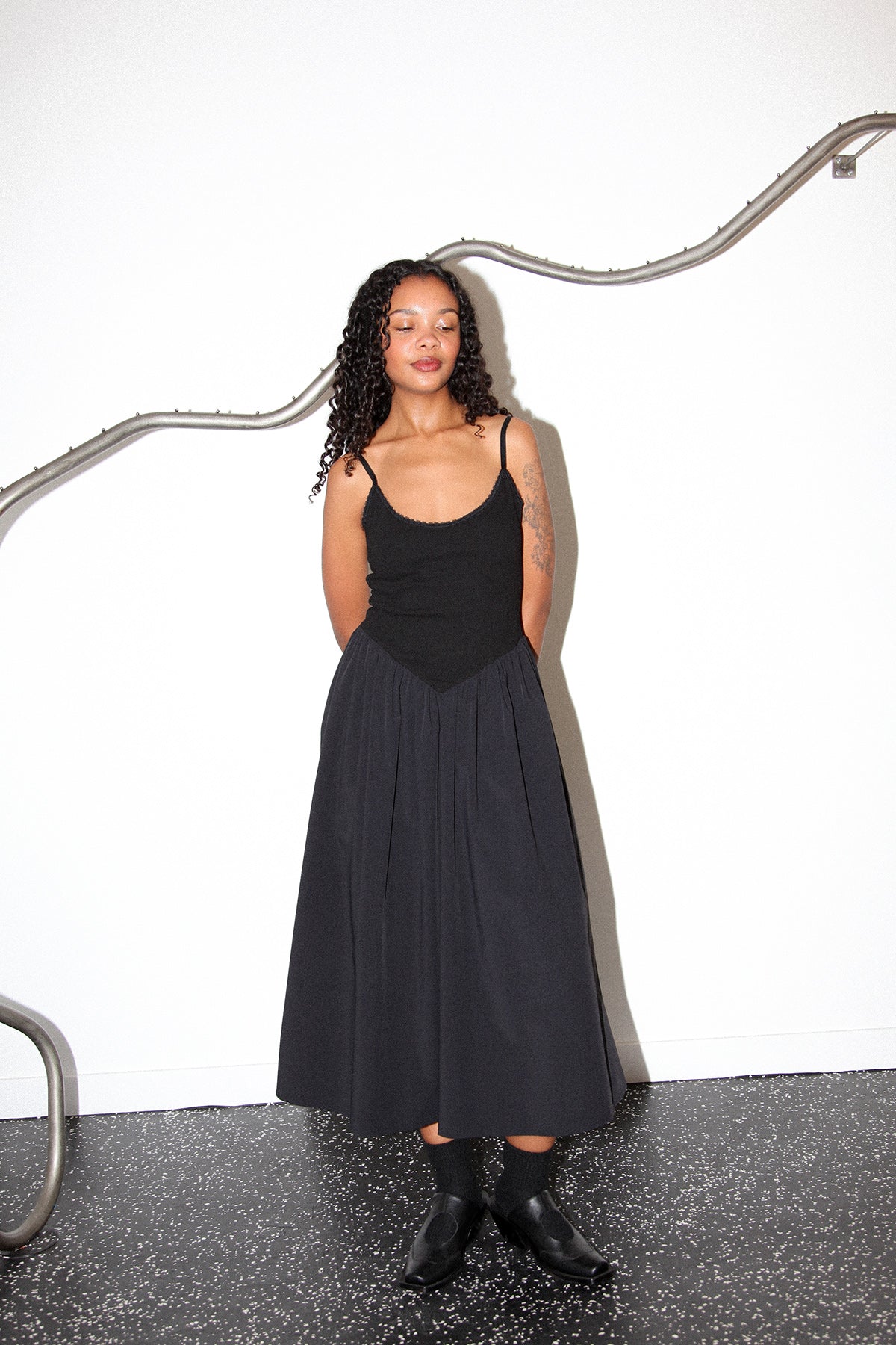 Studio 110 Rib & Nylon Dress in Black – KkCo