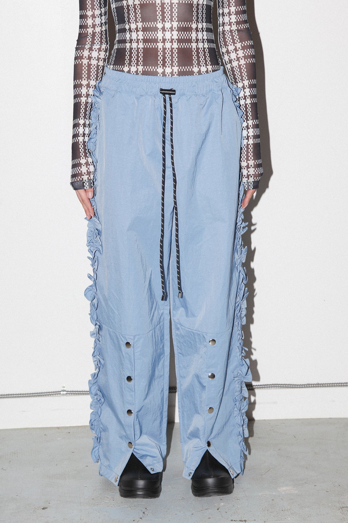 Ruffle Split Track Pant in Lake