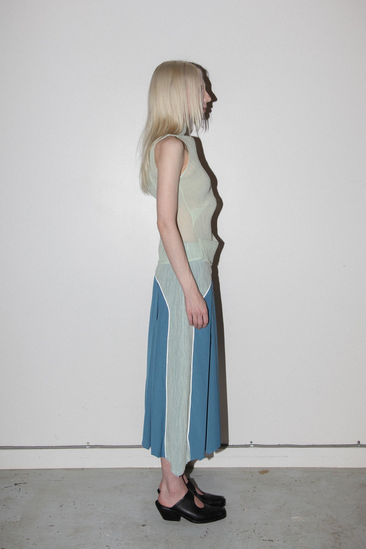 Organic Box Pleat Skirt in Lake