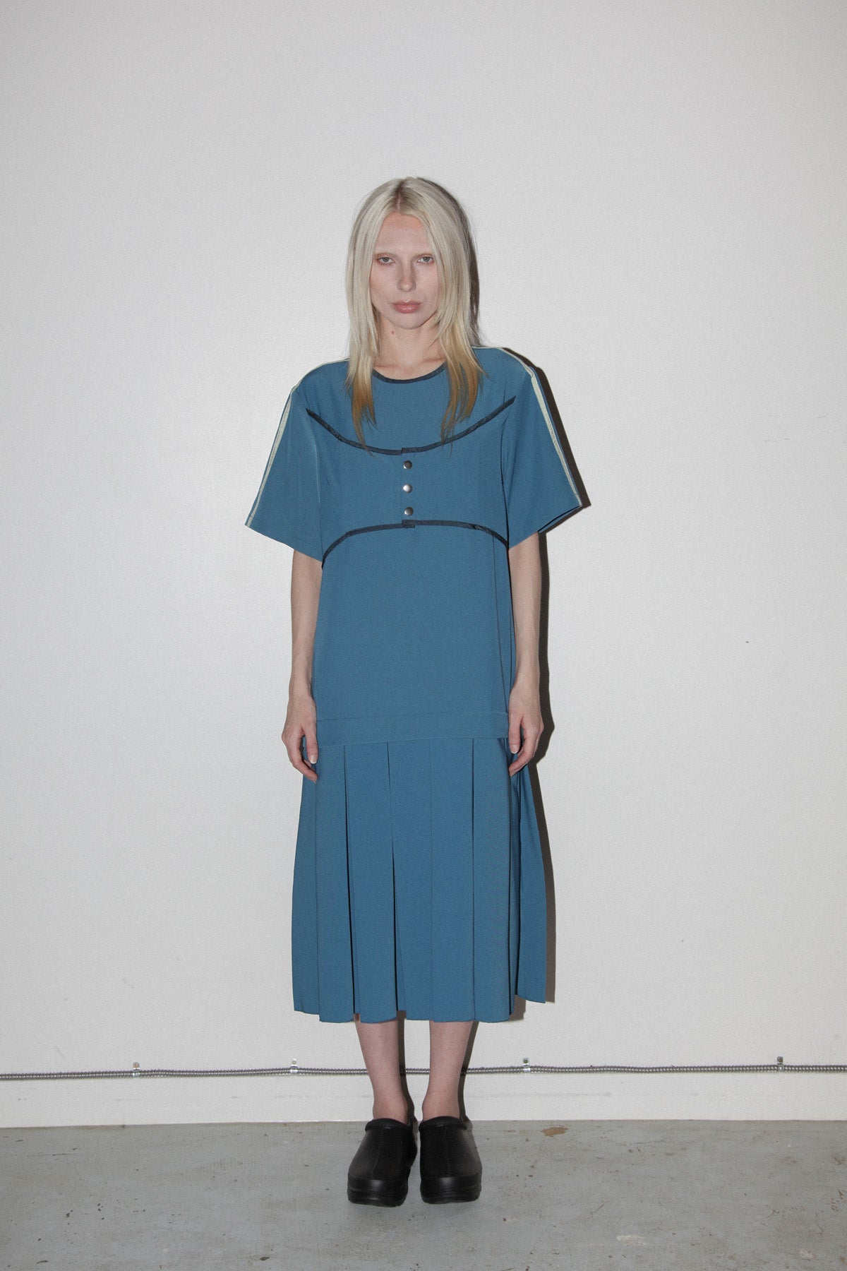 Box Pleat Dress in Lake