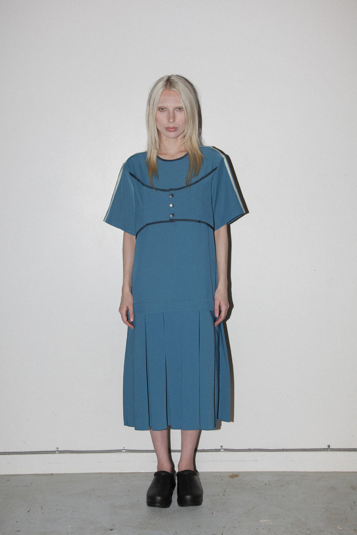 Box Pleat Dress in Lake