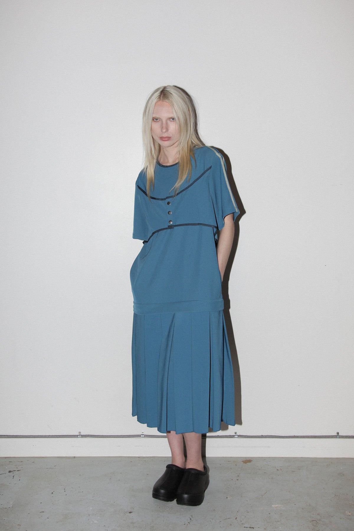 Box Pleat Dress in Lake