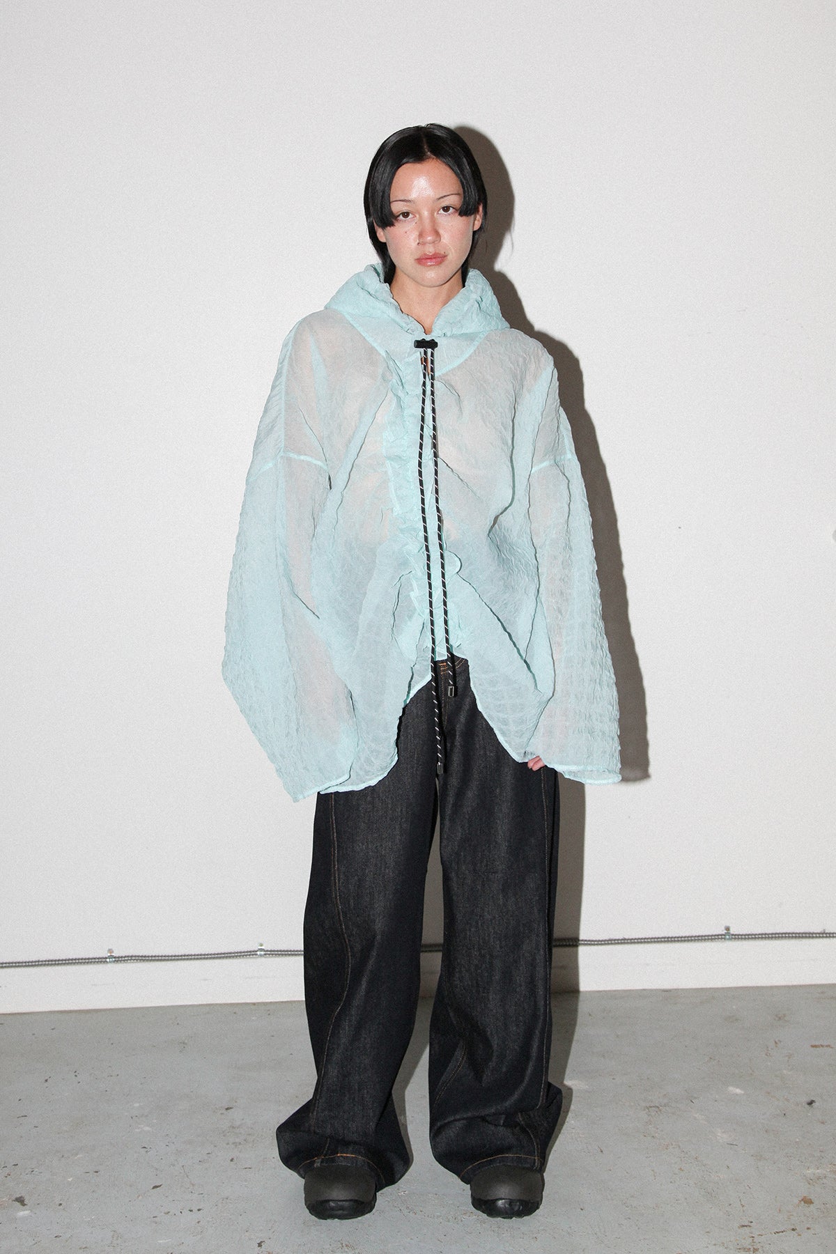 Bubble Hooded Top in Sky