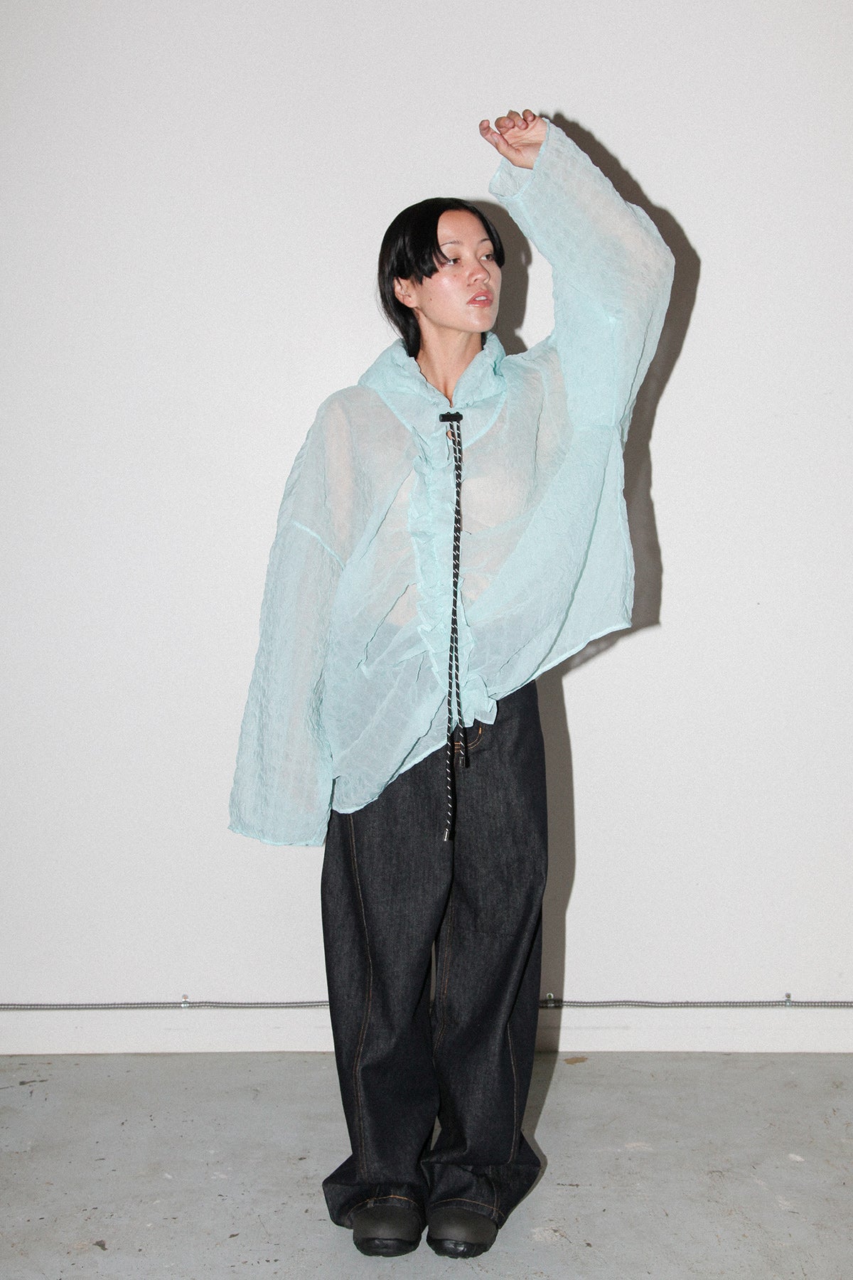 Bubble Hooded Top in Sky