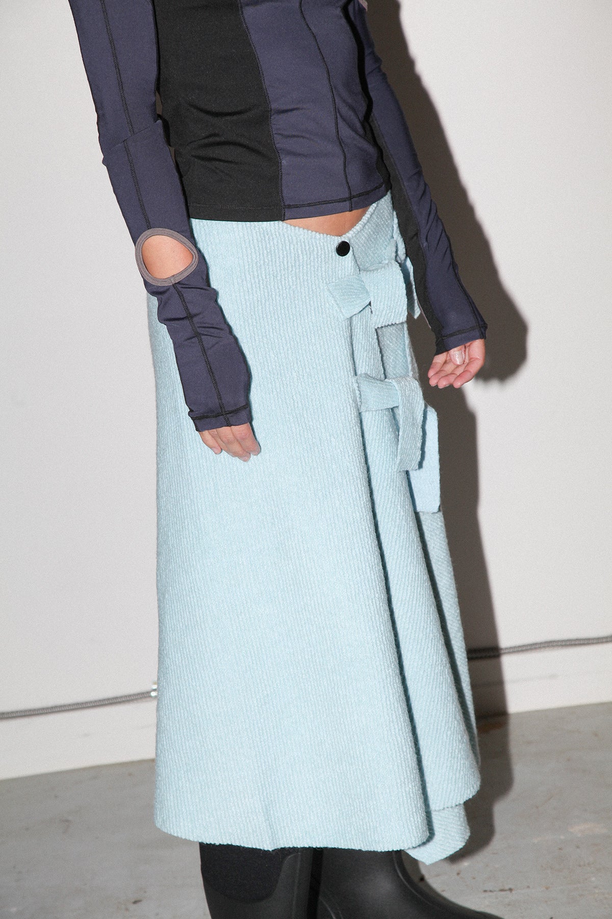 Slope Wrap Skirt in Sky