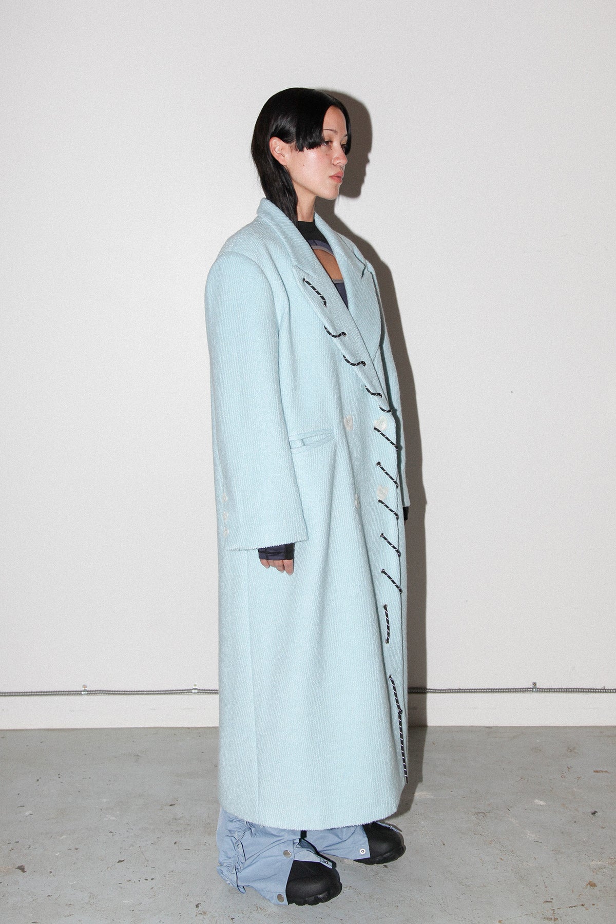 Loop Cord Moss Coat in Sky