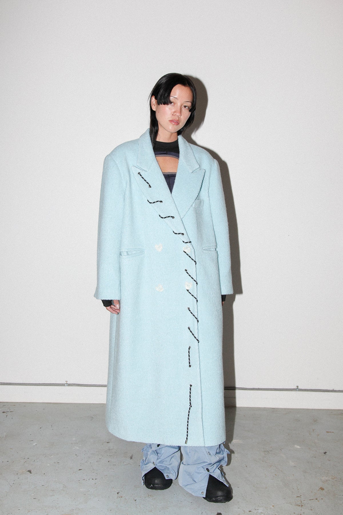 Loop Cord Moss Coat in Sky