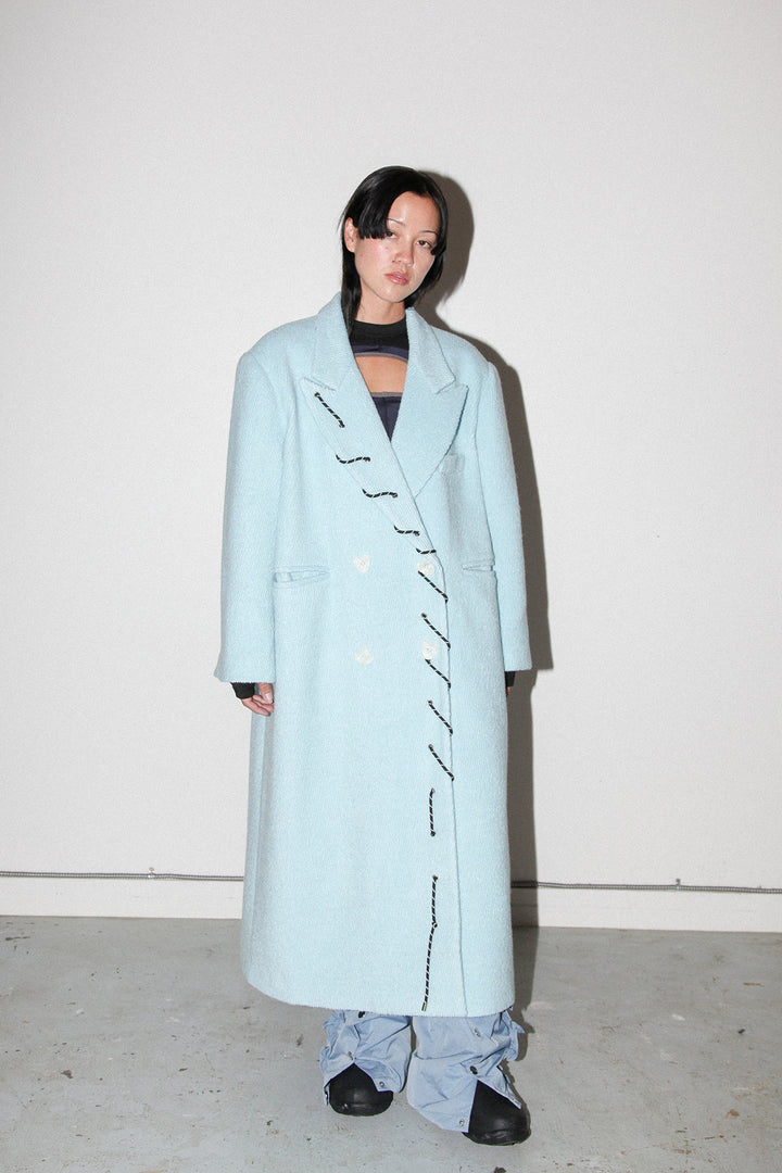 Loop Cord Moss Coat in Sky