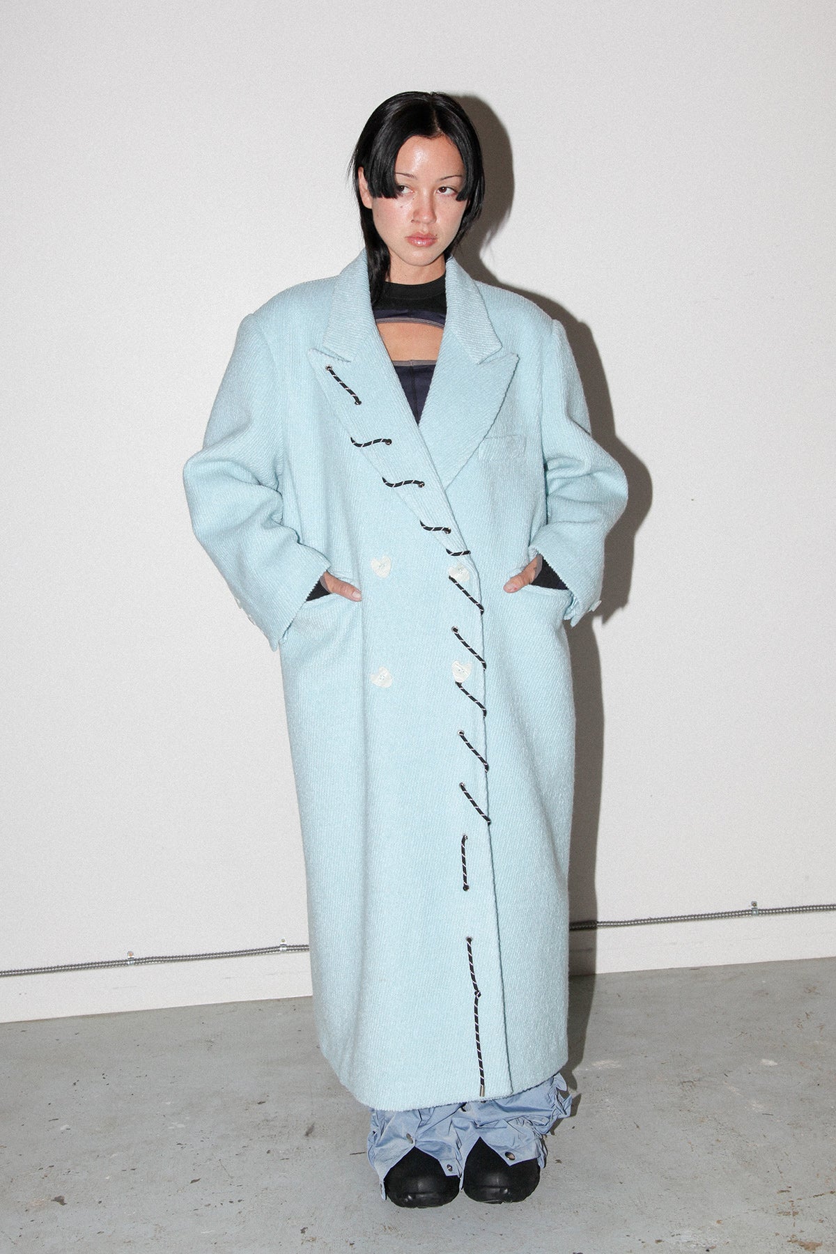 Loop Cord Moss Coat in Sky