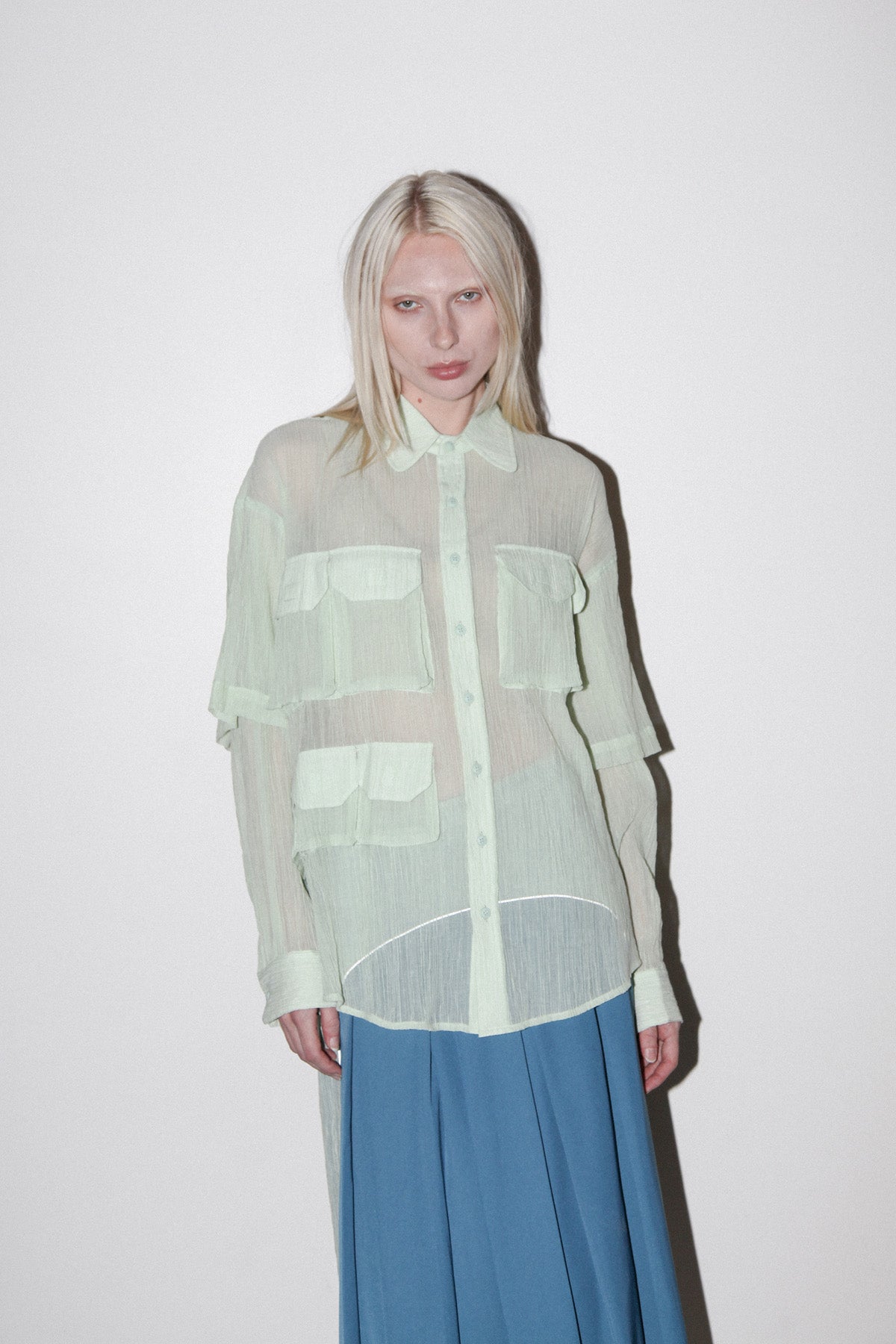 Crinkled Sprint Button Up in Lichen
