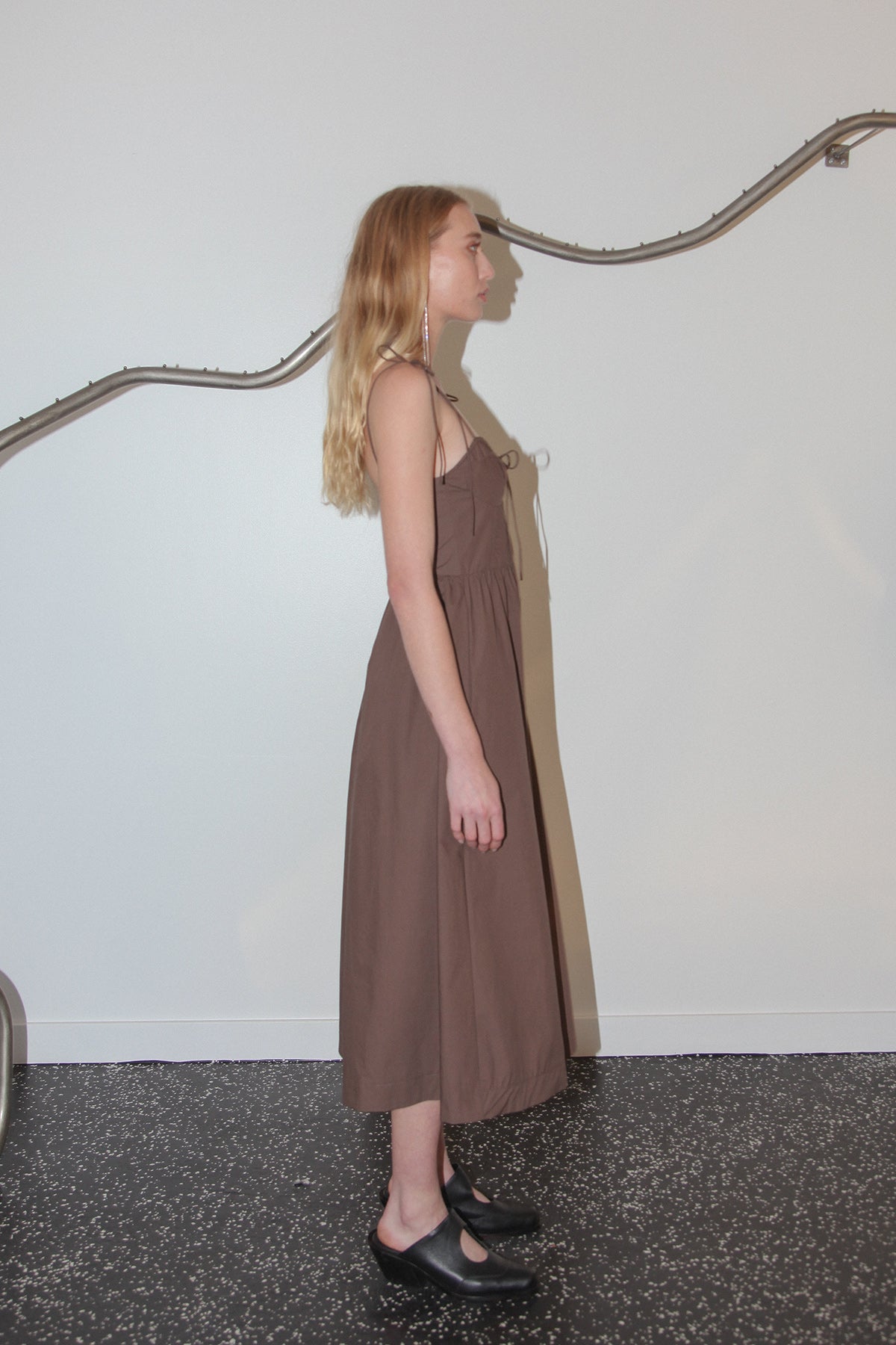 Studio 111 Tie Spaghetti Dress in Cocoa