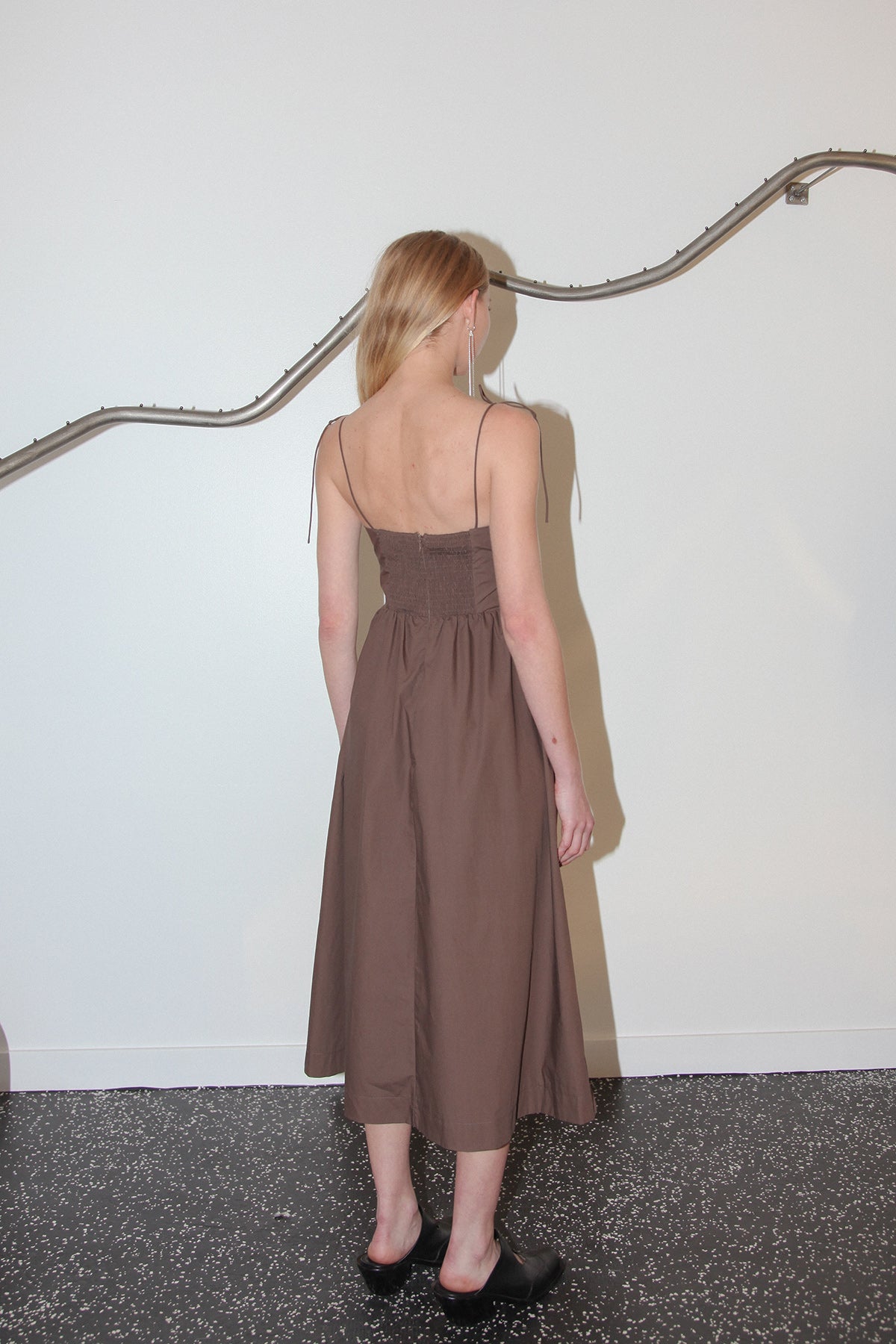 Studio 111 Tie Spaghetti Dress in Cocoa